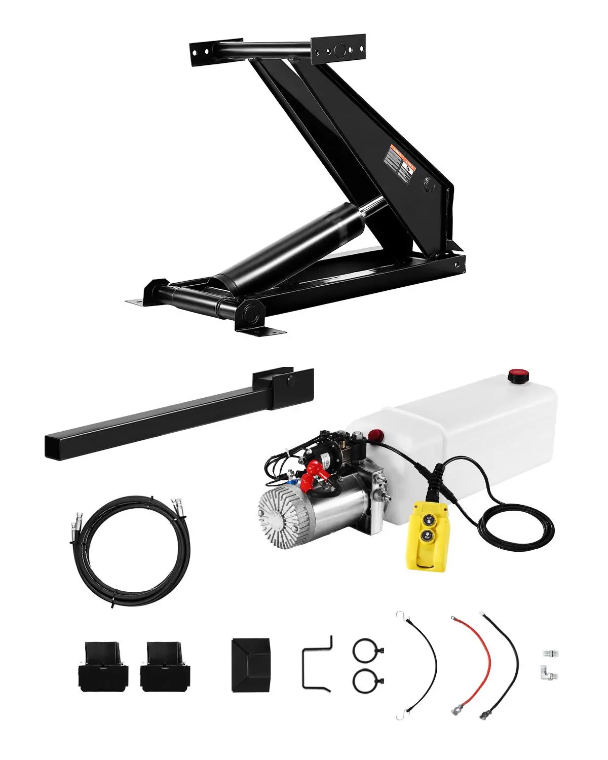 【BackToSchool】VEVOR Hydraulic Dump Lift Kit, 22,000 lb/10 T Dump Trailer Hydraulic Scissor Hoist Kit Standard Kit, Hydraulic Dump Bed Kit with 12V Hydraulic Pump Unit Suitable for Scissor Lift Dump Trailers Trucks