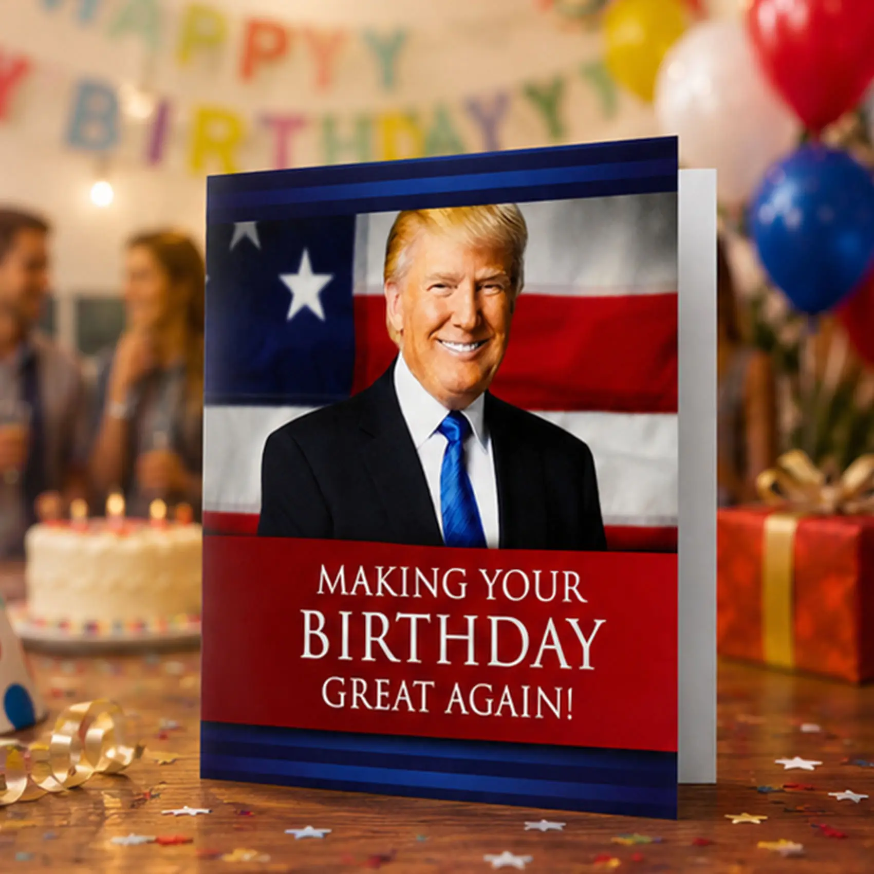 Trump Talking Birthday Card with Sound - Humorous Patriotic Instant Activation Greeting Card, Novelty Gift for Him/Her from Son/Daughter, Office Stationery with Envelope, Humorous Greeting Cards, Instant Activation Greeting Cards