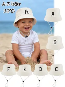 0-2 Years A-Z Letter Baby Bucket Hat 1PC, Newborn Toddler Hats, Toddler Sun Hat for Summer, UV Protection Kids Fisherman Cap with Adjustable Chin Strap