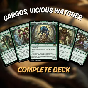 MTG Proxy 100+ Card Deck – Gargos, Vicious Watcher – Commander EDH – Hydra Ramp & Fight Strategy – Monster Green Fantasy Theme – Full Token – Ready to Play – Collector Gift Set