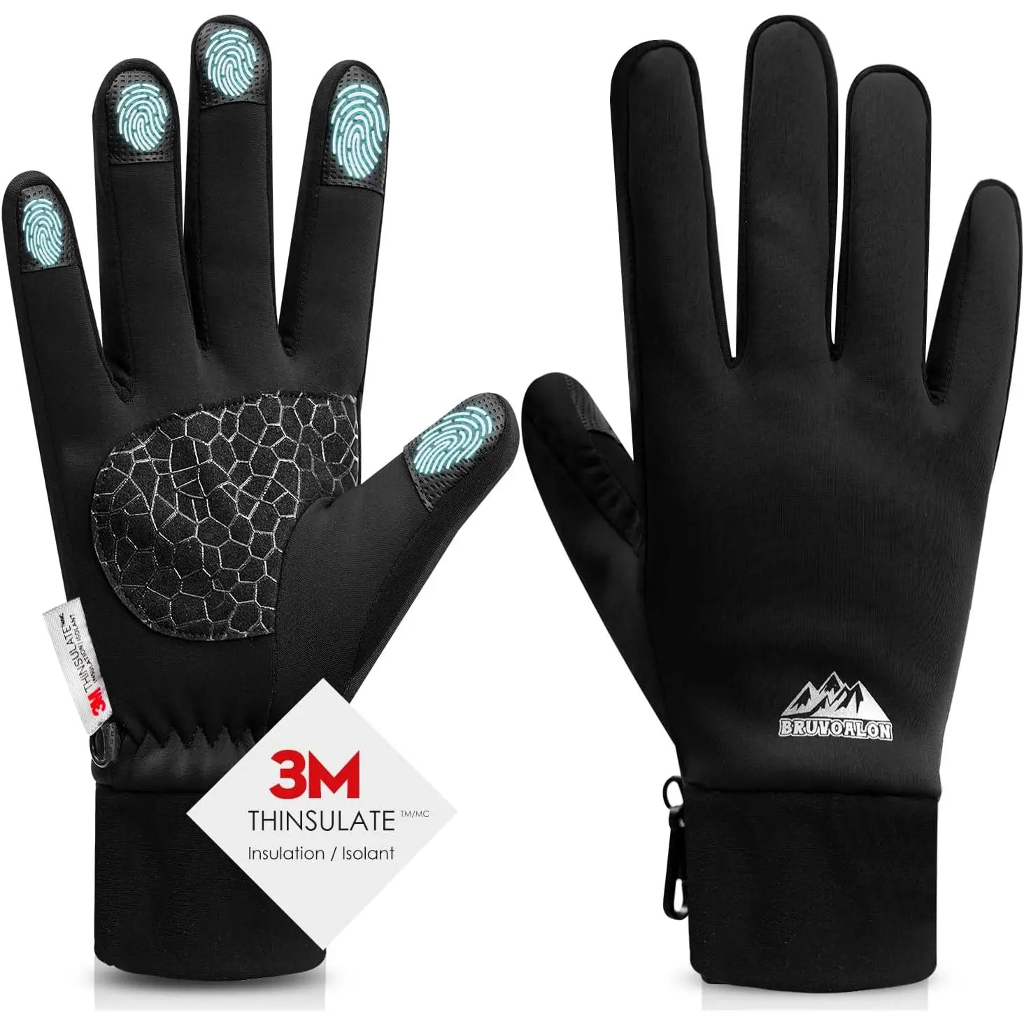 3M Thinsulate Winter Gloves for Men & Women, Breathable Outdoor Lycra Gloves with Full Touchscreen, Anti-Slip Grip & Elastic Cuff for Running & Driving, Polyester, Unisex