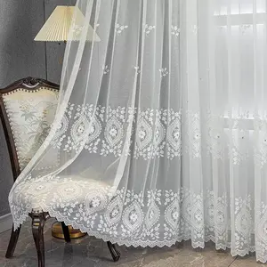 Floral Embroidery Lace Curtain, 1 Count Romantic Lace Curtain, Window Screen for Home Living Room Bedroom, Home Decor, Net Curtains Window