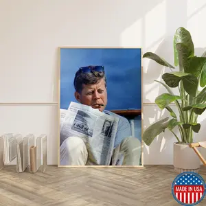 John F. Kennedy Smoking a Cigar Poster, Bedroom Wall Art, Living Room Decor, Retro Wall Art, US President Poster, Aesthetic Posters
