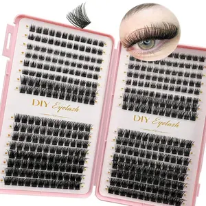 Large Capacity DIY False Eyelashes Cluster, Cosmetic Eyelashes, Suitable for Beginners & Professionals, Easy Home Wear, Dense Curled Fake Lashes, DIY Eyelash Clusters, False Eyelash Set