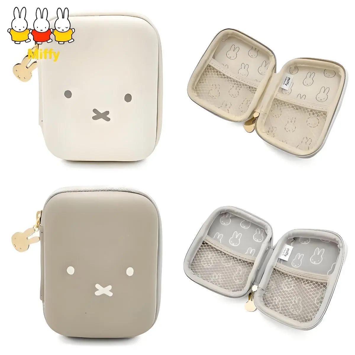 Cute Kawaii Anime Miffy Hard Shell Cosmetic Pouch - 10*8*4cm Home Organizer Storage Bag, Portable Purse Accessory for Makeup, Lipstick, Earphones, Girl Gift, Travel Makeup Pouch