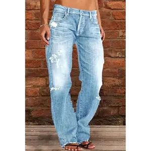 Women's Jeans Bud High Waist Raw Hem Jeans Women Bottoms Elegant