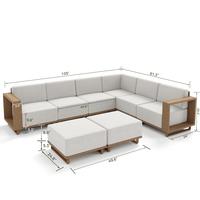 8 Pieces L-Shape with Ottoman