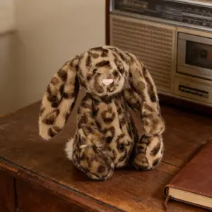 Jellycat Leopard Bunny Plush with Gift Bag – Soft Spotted Rabbit Stuffed Animal, Long Ear Bunny Toy, Cute Plush Gift for Girls