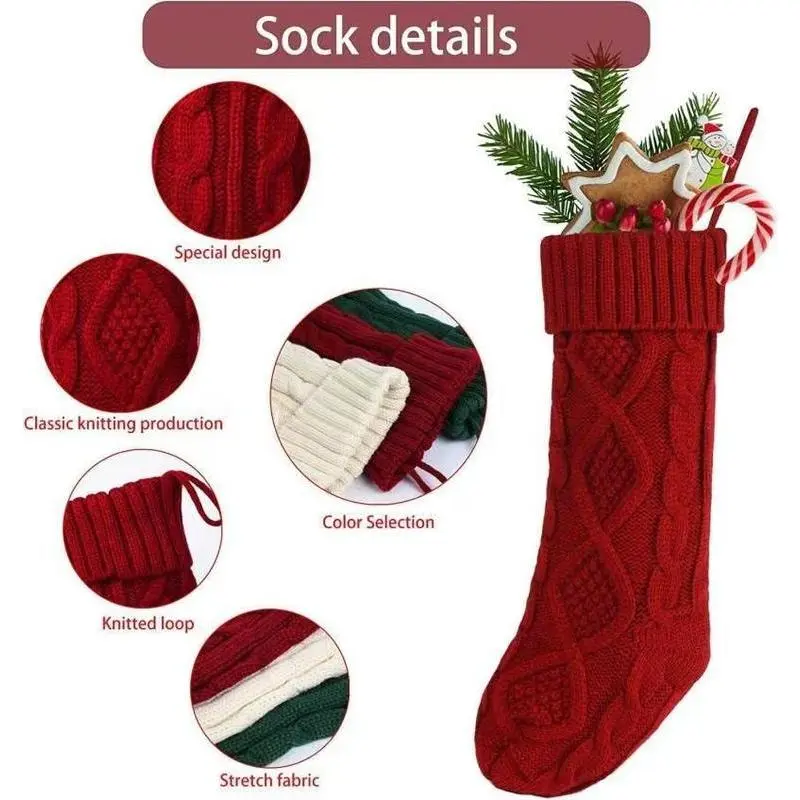 Christmas Stockings, 1/2/3/4 Pack 18 Inches Cable Knitted Large Size Stocking Gifts & Decorations for Family Holiday Xmas PartyGift Christmas Stockings, 1/2/3/4 Pack 18 Inches Cable Knitted Large Size Stocking Gifts & Decorations for Family Holiday Xmas PartyGift