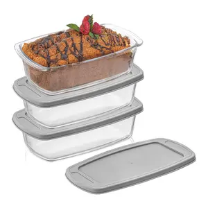 JoyJolt Glass Loaf Pans with Lids - Set of 3