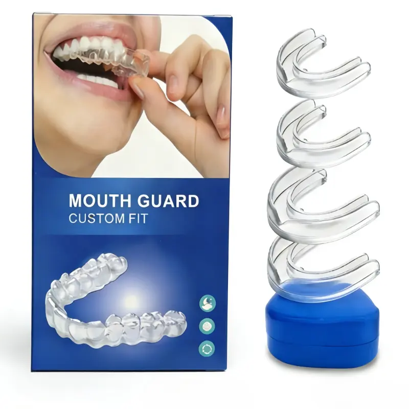 Teeth Grinding Mouthguard for Adults, Teens & Children - Cushioned Sleep Bite Protection, Soft Comfortable Dental Guard (4-Pack, 2 Pairs: Large & Small, 1 Piece per Size with Storage Box)