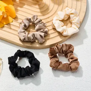 4pcs Women's Solid Color Satin Hair Tie for Women Casual Plain Scrunchie for Daily Hair Decoration Cute Stretch Hair Accessories Set for Girls Gifts Cute Ponytail Holder (HTRT-001) Floral Hairbands