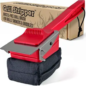 GRILL STRIPPER Bristle Free Grill Brush For Outdoor Grill - Steam Grill Brush Bristle Free with Patent Pending Triple Scraper and Dishwasher Safe Replaceable Fire Resistant Steam Sponge