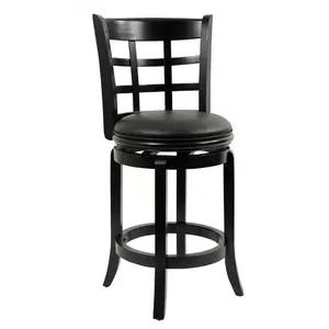 Boraam Industries Kyoto Swivel 24" Counter Height Barstool: Rubberwood, Faux Leather, Foam Padding