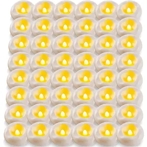 Floating Candles Water-Activated Flameless LED Candle 160+ Hours  Plastic 2.3" White  Operated Candle for Centerpieces Cylinder Vases Table Decorations Wedding Pool Party 48 Packs