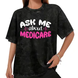 Women's Medical Insurance Agent T-Shirt - 'Ask Me About Healthcare' Graphic Tee in Black and Pink