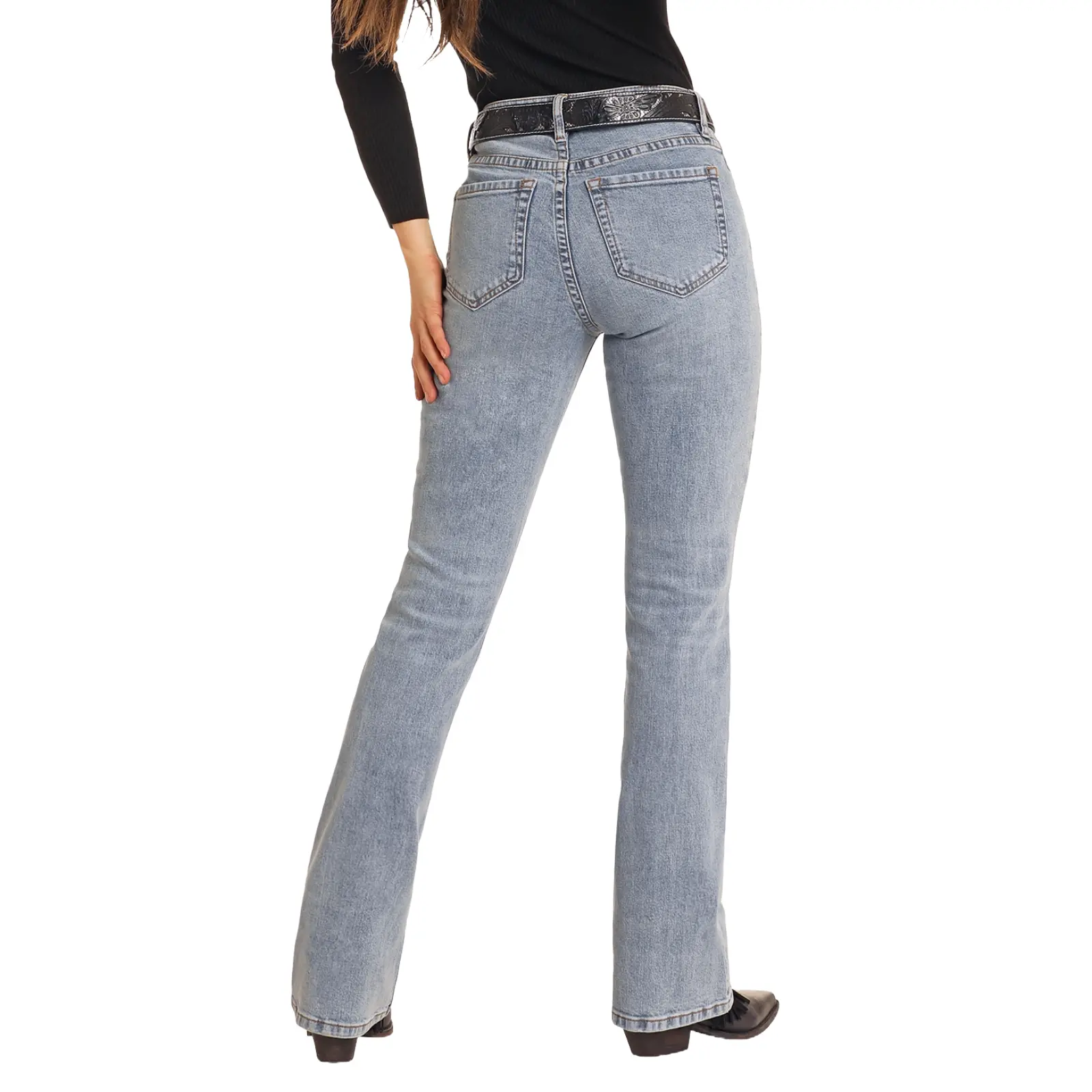 Rock & Roll Ladies Light Wash Diamond Studded Jeans BW4HD05322