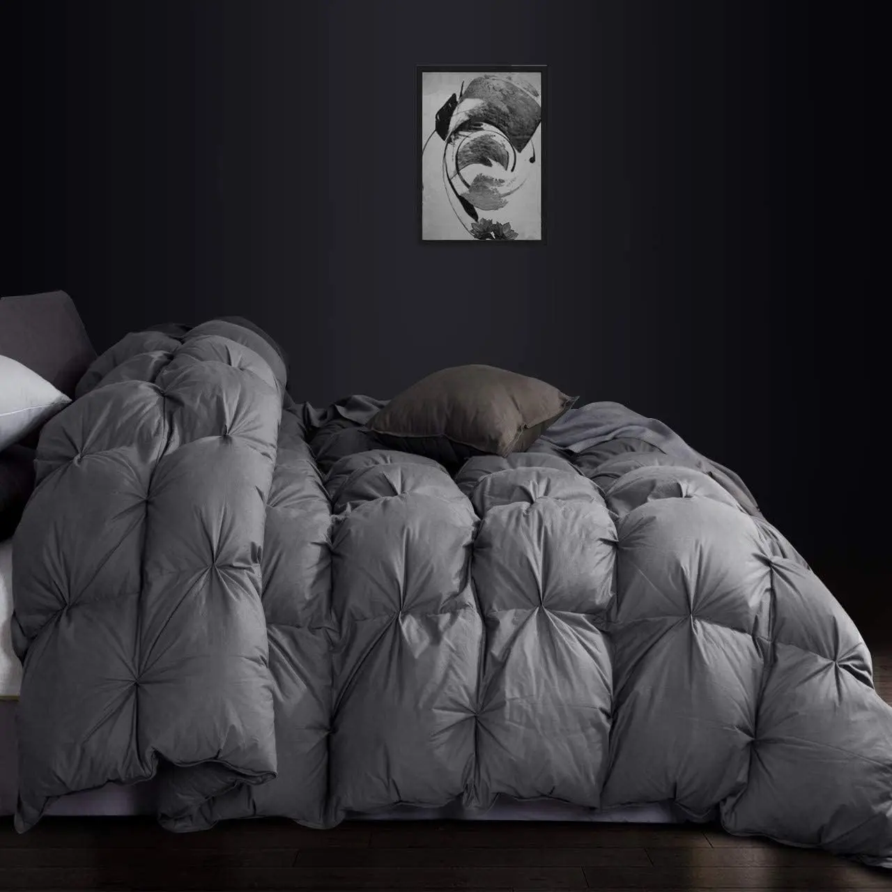 Gray Pinch Pleat Ruffled