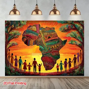 2D Flat Banner, Party decorations banners, 1 piece of 2D printed African home art photography background, made of polyester fabric, suitable for homes, studios, creating vintage scenes as photography props