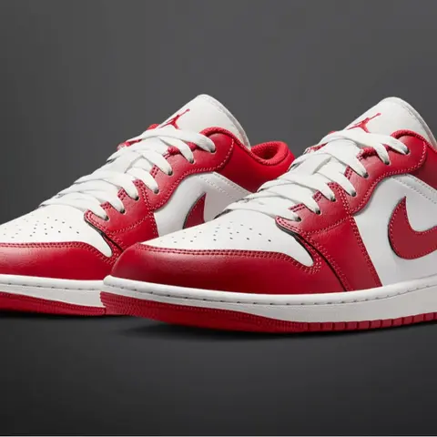 Nike Air Jordan 1 Low Top Varsity Red White 553558-166 Men's Fashion Shoes NEW