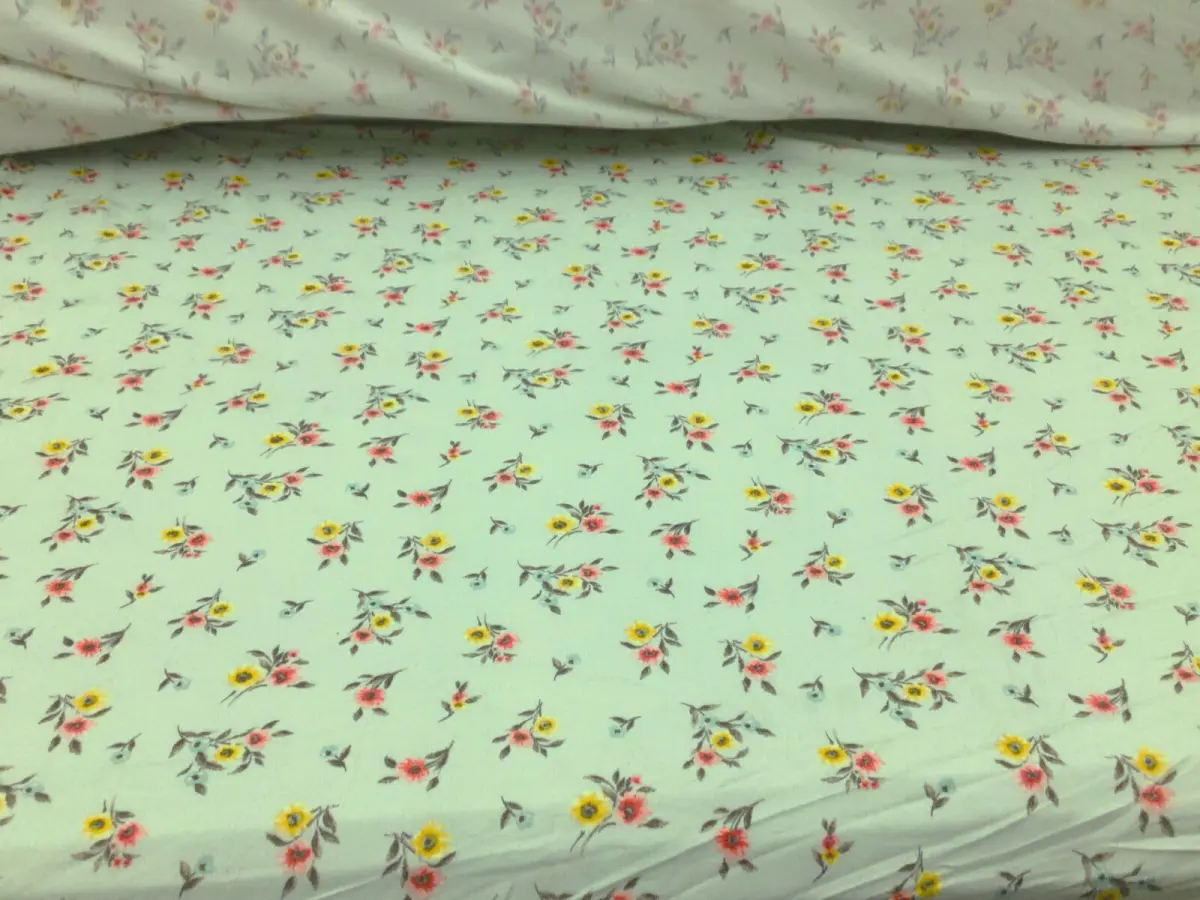 Double Brushed DTY Floral Spandex Stretch Apparel Fabric Green Yellow Pink M316