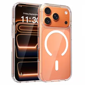 Transparent Magnetic Phone Case for iPhone 17 Pro Max / 17 Air / 17 Pro / 16 Pro Max / 16E / 15 Plus / 14 Pro Max / 13 / 12 / 11, Compatible with MagSafe, High Transparency Anti-Yellowing, Military-Grade Shockproof Protection