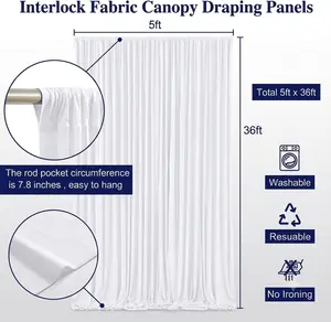 Interlock Fabric Canopy Draping Panels 5FT X 36 FT- Not hemmed For Events Backdrop Stand Covers Weddings Wall Backdrops Decorative Banners