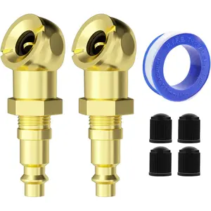 2-Pack Ball Foot Air Chuck Set, Tire Air Chuck for Air Compressor Tire Inflator Attachment, 1/4" Fnpt Closed Flow Tire Inflator Nozzle with Quick Connect, Air Compressor Attachments