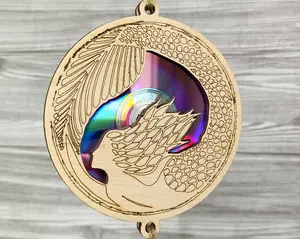 Mermaid suncatcher, Repurposing DVD, Laser Cut File, Glowforge
