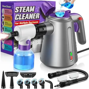 Handheld Steam Cleaner for , Pressurized Multi Purpose Steamer for Cleaning Upholstery Bed Furniture Couch Carpet  with 14 Accessories & Safety Lock, Small Container for
