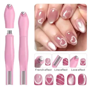 1-piece 3-in-1 Cat Eye Magnet - Heart Moon Design, Pink/Green/Blue, Durable Plastic with Magnet, Odorless Gel Polisher, Metallic Texture, Creative Heart-Shaped Handle Nail Art Kit, Nail Care Tool, Professional & Nail Art Tools, DIY French Manicure