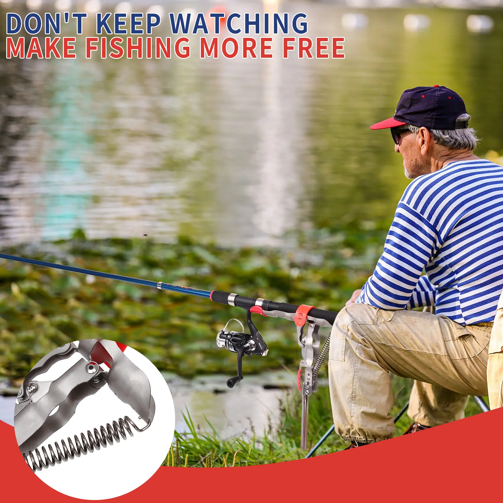Foldable Automatic Spring Fishing Rod Holder for GroundBank Fishing Pole  Holders for Ground 4 Level AdjustableSensitivity