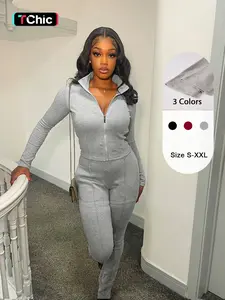 Two Piece Outfits Workout Sets Active Sportswear Bodycon Tracksuit Long Sleeve Zip Up Hoodie Jogger Matching Sweat Pants Set Yoga Tracksuit Set