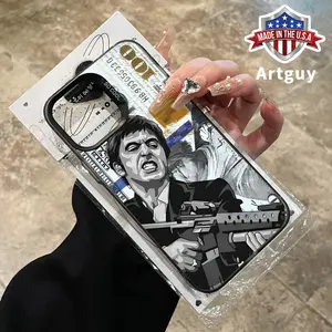 Phone Case for iPhone 16 Pro Max 15 Plus 16E 14 13 12 11 XR XS Creative Scar Face Painted Pattern Full Body Protection Anti-Scratch PC Smartphone Cover