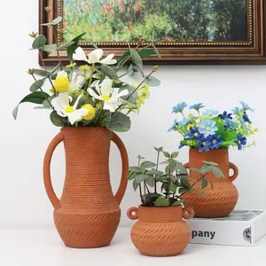 Mexican Barrote Vases, Ceramic Vases Sets, Farmhouse Decor, Vases for Flower, Wide Mouth Vases for Decor, Rustic Home Decor Vases for Flowers, Living Room Decor, Table Decor, Shelf Decor, and Accessories (3)