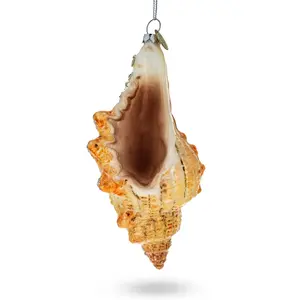 Glittered Seashell Blown Glass Christmas Ornament