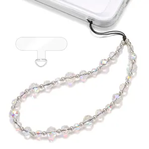 TRBR Phone Charm Wrist Strap, Beaded Lanyard Wristlet Chain, Anti-Theft & Hands-Free Bracelet Strap for iPhone & More Cell Phone Cases, Glass Crystal Beads