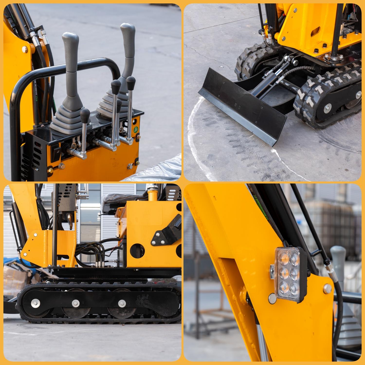 [US spot stocks]0.8 Ton Mini Excavator with 13.5HP Gasoline Engine, Bucket, Canopy, Mechanical Thumb Clamp, US Stock Compact Backhoe Digger Crawler Excavator for Trenches, Construction, Garden