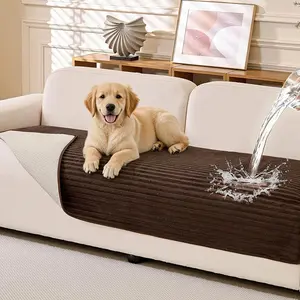 100% Waterproof Couch Cover for Dogs, Non Slip Couch Covers for Sofa Pet Friendly, Soft Washable Sectional Sofa Covers for 3 Cushion Couch, Dog Cover for Couch, Chocolate, 35" x 70.9"