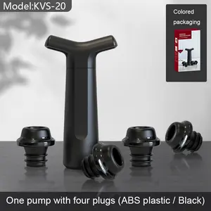 Vacuum Pump Model KVS-20 with 4 ABS Plastic Stoppers Wine Stopper & Preserver Reusable Bottle Sealer Keeps Fresh Ideal Accessories Gift, Love Gift