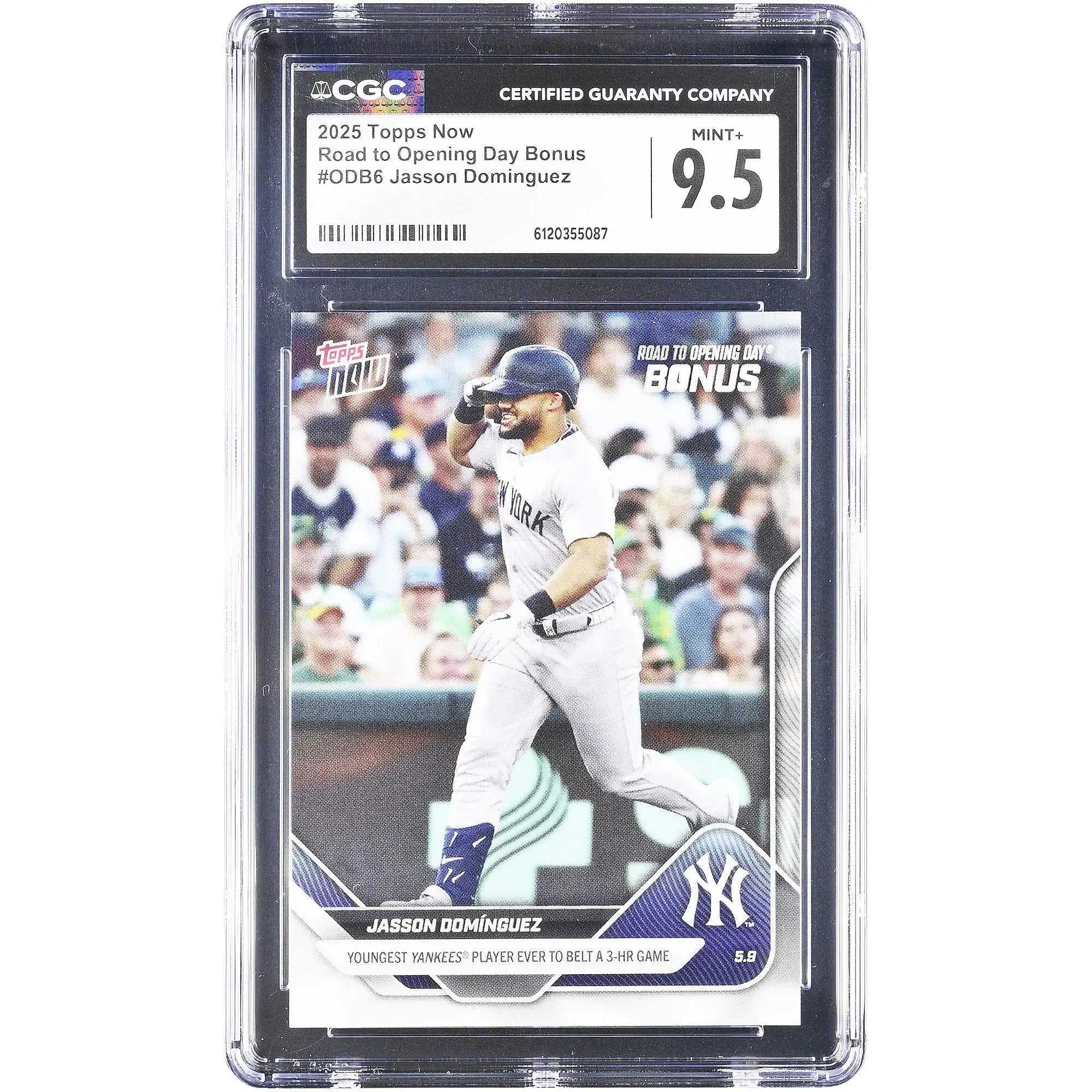 Jasson Dominguez New York Yankees 2025 Topps Now Road to Opening Day Bonus #ODB6 CGC Authenticated 9.5 Card