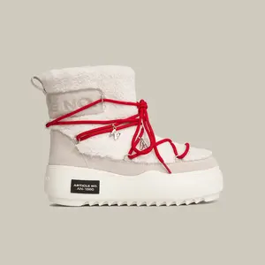 BURGER PLATFORM WHITE TEDDY SNOW BOOTS 65mm