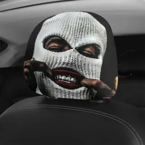 Two-piece design - Face mask features car headrest seat cover protection cover. Washable and durable. Comfortable headrest cover suitable for rap/skullcap theme car decoration (no filling, universal size)