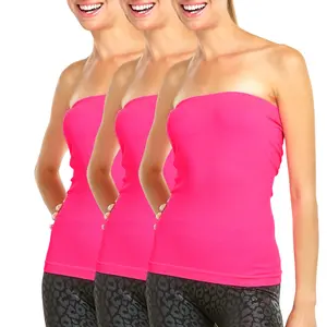 3 Pack Women's Tube Tops Seamless Wireless Strapless No Pad Regular Free Size Breathable Basic Activewear Summer Tops Womenswear