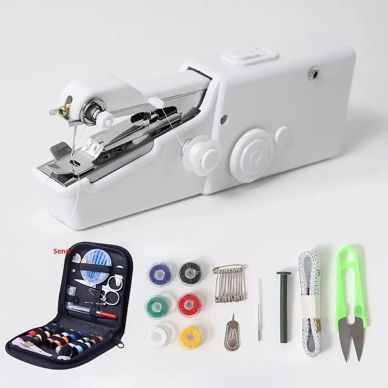 White sewing machine set + black accessory bag/Whi