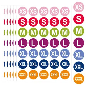 7 Sizes 1 Inch Clothing Size Stickers, Colorful Coded Round Self Adhesive Durable Apparel Size Labels for Clothing T Shirts Trousers Skirt Retail (XS,S,M,L,XL, XXL,XXXL)