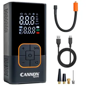 Cannon Sports Portable Tire Inflator Air Compressor & Electric Ball Pump – 150 PSI Cordless Digital Pump with LCD Display, Rechargeable Battery, LED Light – Car, Bike, Motorcycle Tires & Sports Balls