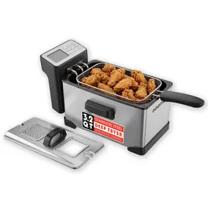 Gourmia 3.2 Qt Countertop Deep Fryer with Fry Basket, Digital Display, 1800W Rapid Heating, 280°F-380°F Temperature Control, Cool-Touch Handles, Filtered Odor Lid & Magnetic Safety Cord, For Deep Frying