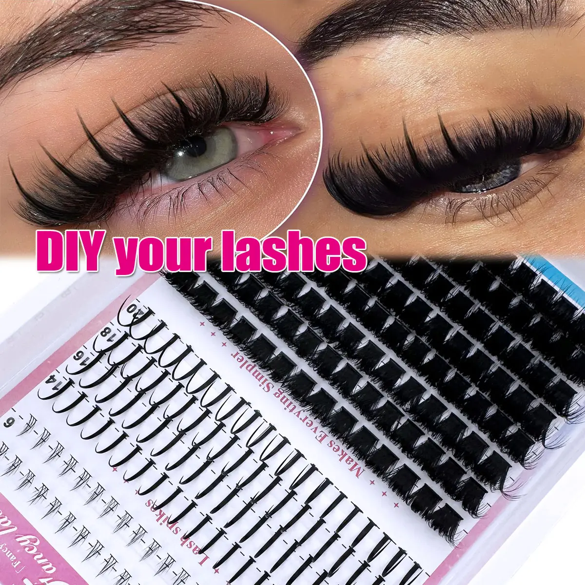 3 IN 1 Fluffy Eyelash Clusters 200D/160D/120D Long 6-20mm Lash Spikes lower eyelashes 280pcs/264pcs Volume Individual Lashes, Cluster False Eyelashes, Makeup Eyelash, DIY Spiky Lash Extension Manga Cluster Eyelash Extensions Mink Strips Lashes