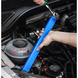 Universal Offset Extension Wrench, 15" Socket Wrench Tool, Upgraded Impact Ready Extension Wrench Set with 4pcs 1/2", 1/4" and 3/8" Square Drive Adapters, Heavy Duty Extensions Wrench for Hard-to-reach Narrow Space